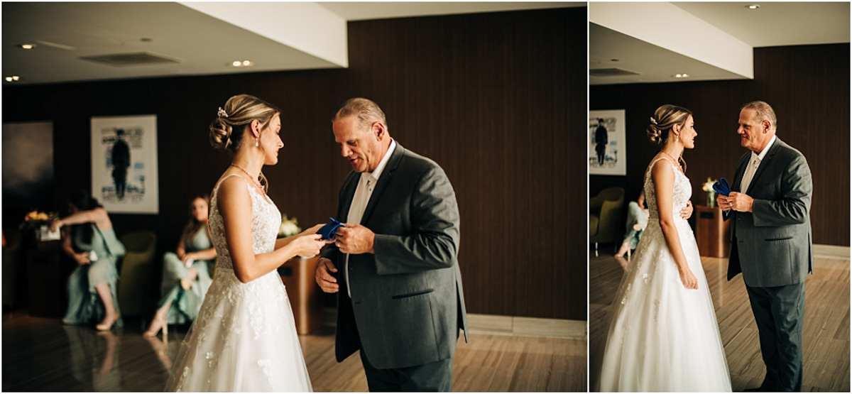 bride gives her father a gift