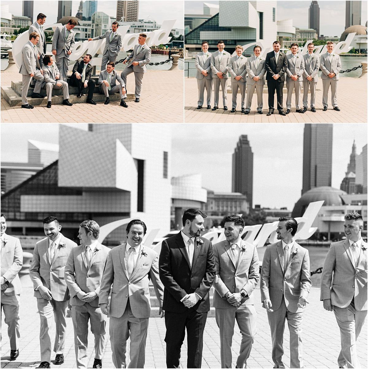 groomsmen and groom hanging out in cleveland ohio