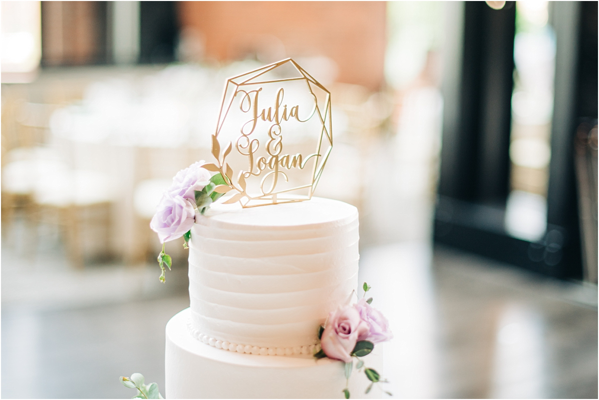 Gold personalized wedding cake topper