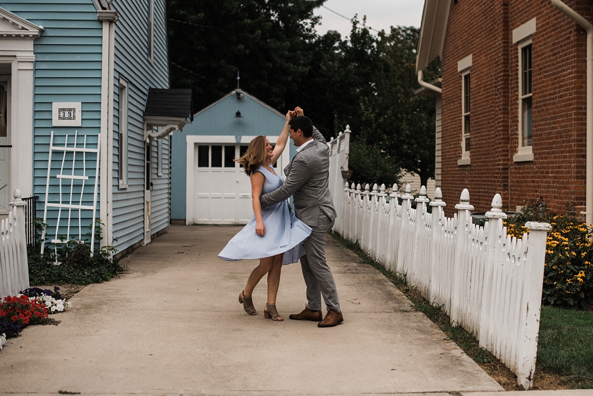 A man twirls his fiancee in Canal Winchester Ohio