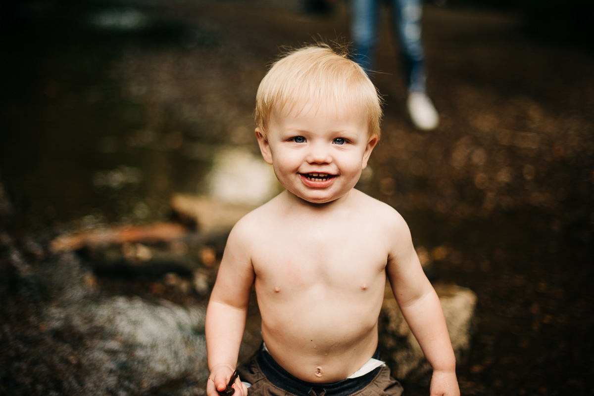 A little boy smiling at sycamore creek park in Pickerington, Ohio.