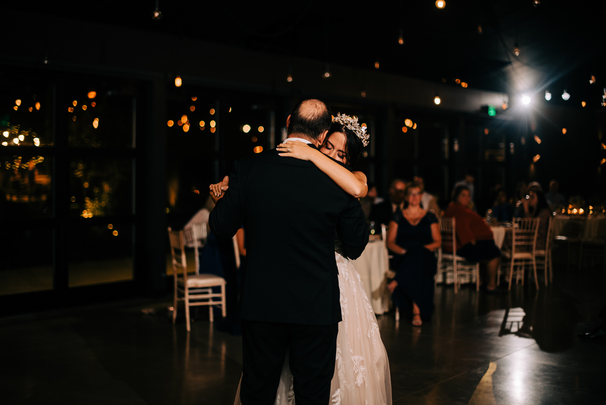 Bride dances with her father at Oak Grove